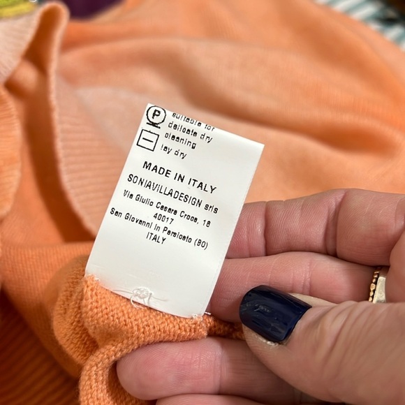 J. Lawrence Khaki's of Carmel Ombre Peachy Orange Cashmere Crewneck Sweater 44 - Picture 8 of 8